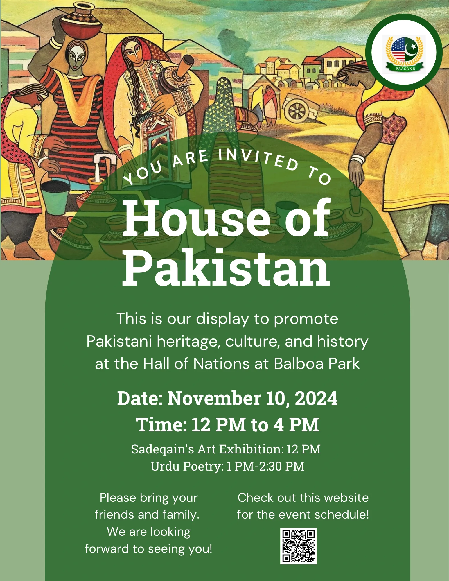 November 10th – House of Pakistan Event at Balboa Park